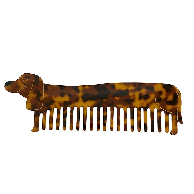 Cute Dachshund Cellulose Acetate Wide Tooth Hair Comb ，Curly Hair Detangling Comb for Girls - D... | Amazon (US)