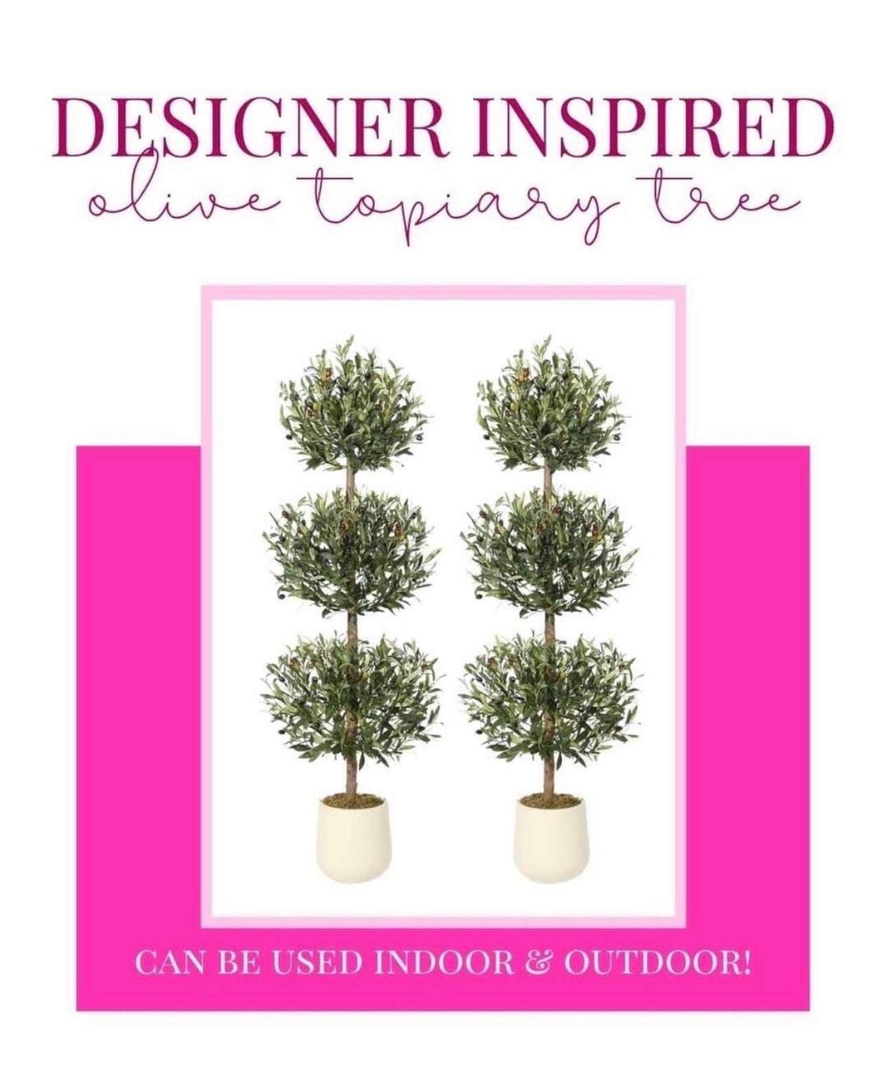 These topiary trees come in a few sizes and styles, the perfect addition for indoor or outdoor decor! 

faux plants, porch style, patio style, olive tree, topiary, tiered plants, home decor, affordable style  

 #LTKHome #LTKSaleAlert

#LTKSaleAlert #LTKHome #LTKSeasonal

#LTKSaleAlert #LTKHome #LTKWedding