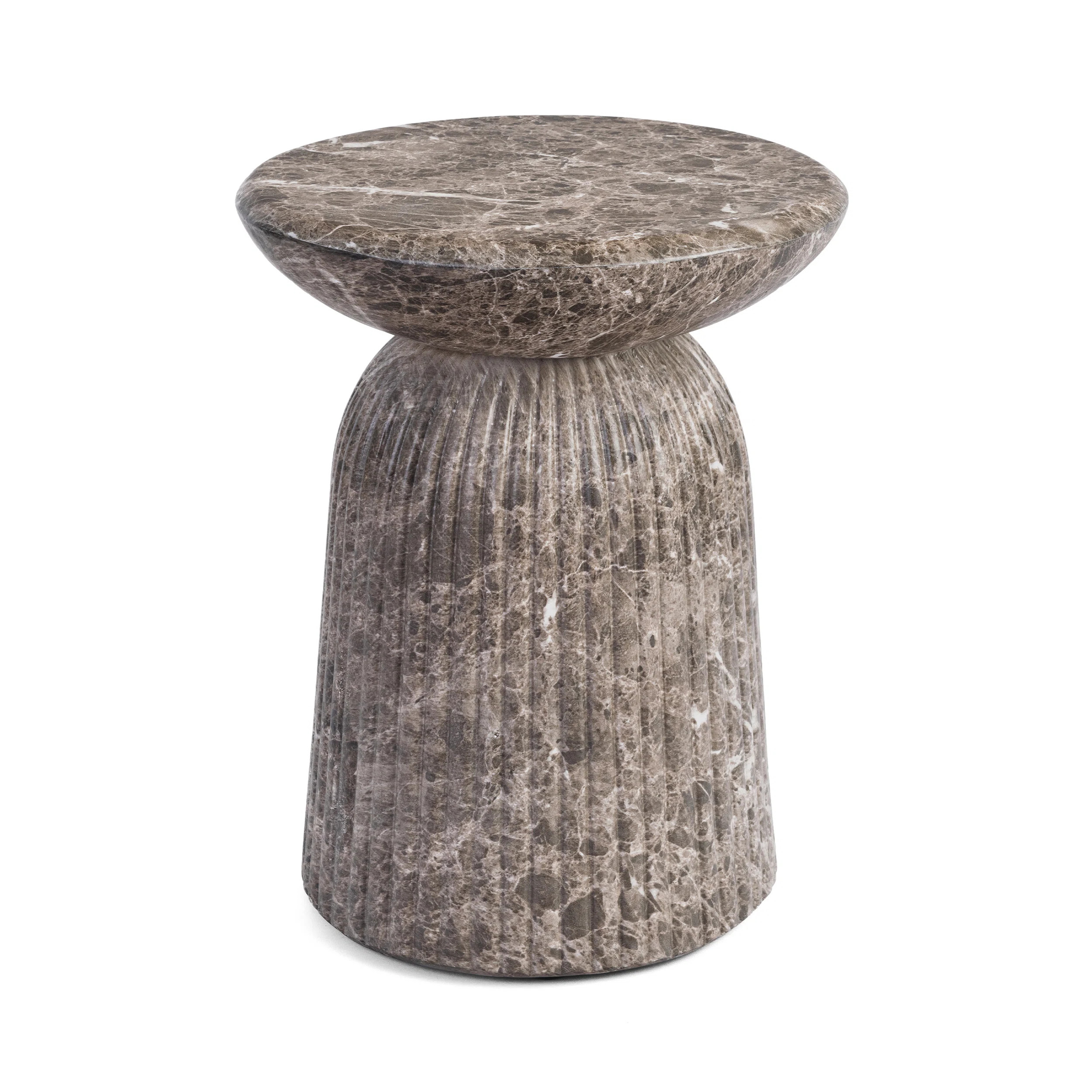 Tithi Stylish Decorative End Table with Emperador Marble Effect Stone for Elegant Home Interior | Wayfair North America