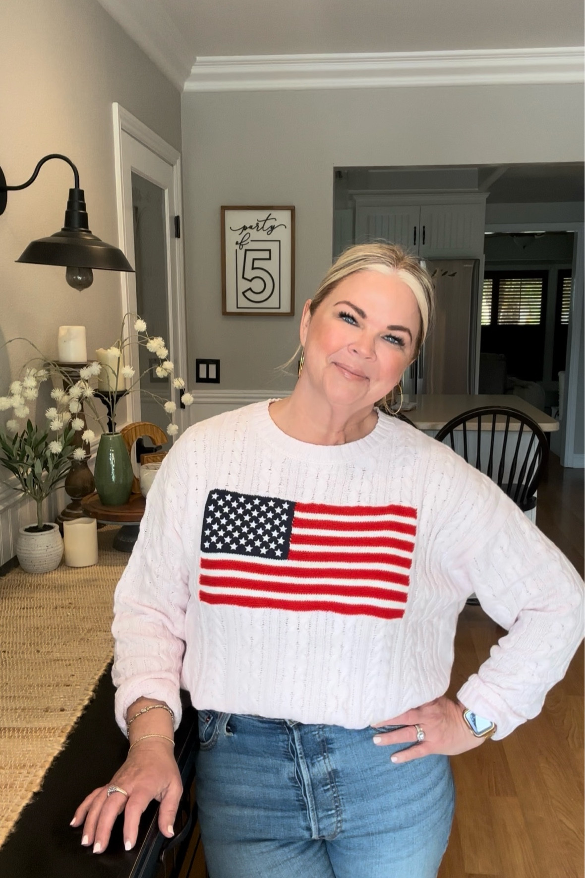Loving this pink 🇺🇸 sweater! Perfect for the 4th of July, Summertime & More! I think it is just adorable! Wearing a M & I have it tucked up🩷 

#LTKOver40 #LTKSeasonal