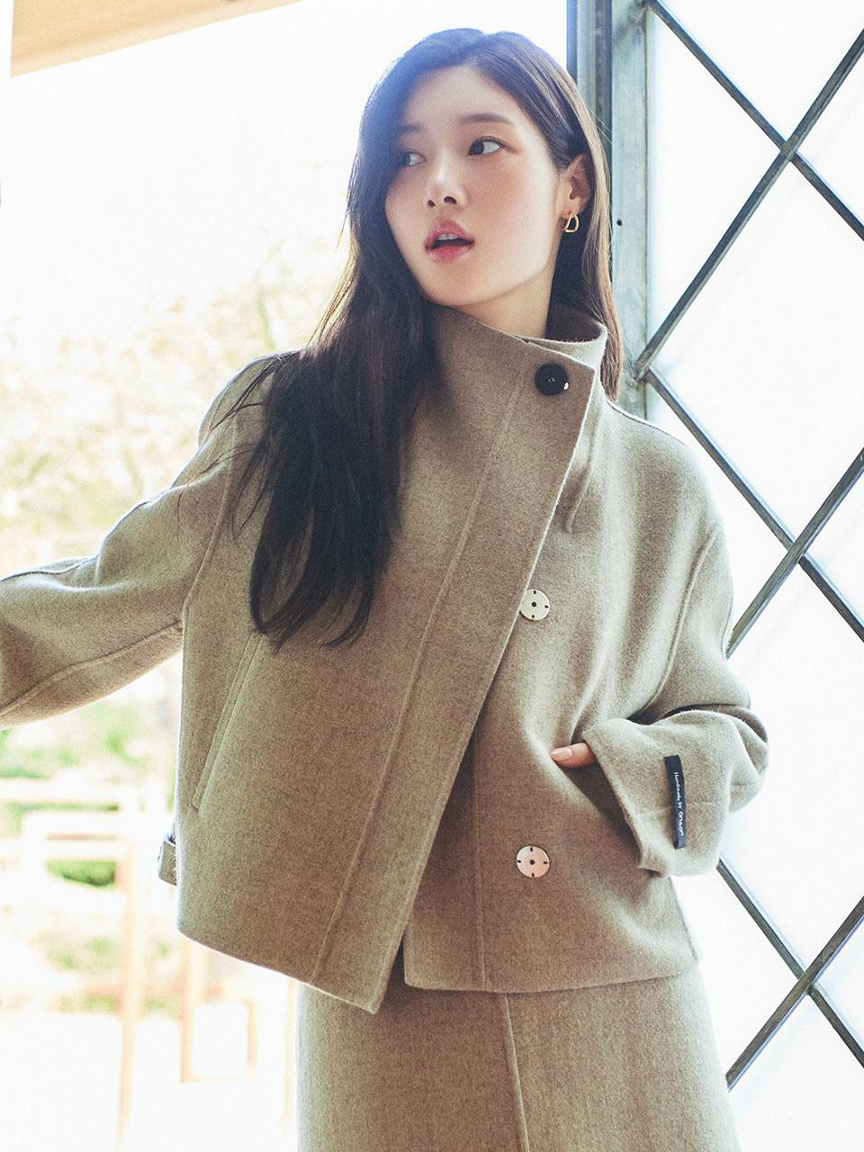 Handmade High Neck Wool Blend Short Jacket (NEW4WM915_9U) | W Concept (US)