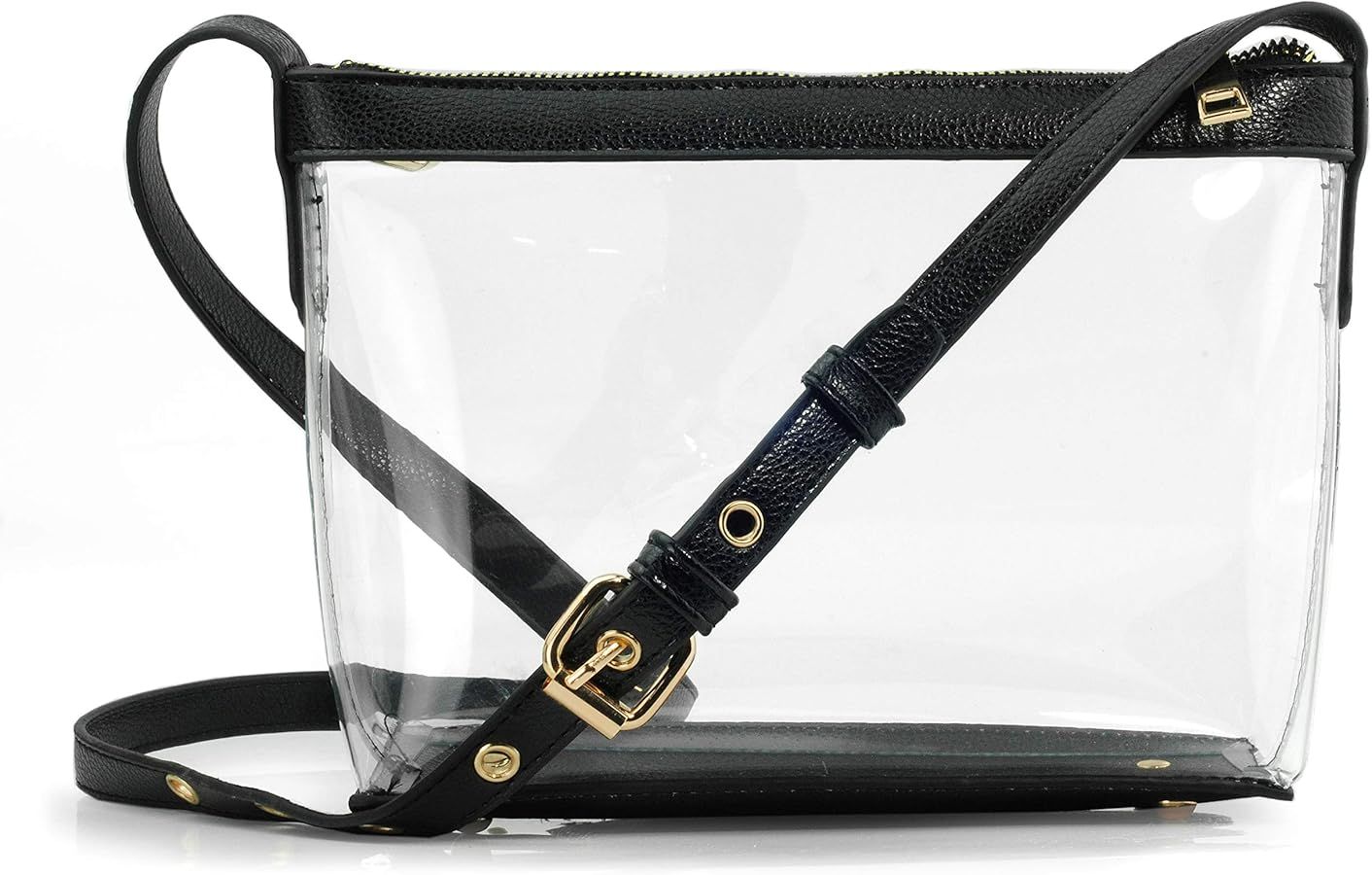 Clear Zipper Cross Body Bag with Vegan Leather Trim | Amazon (US)