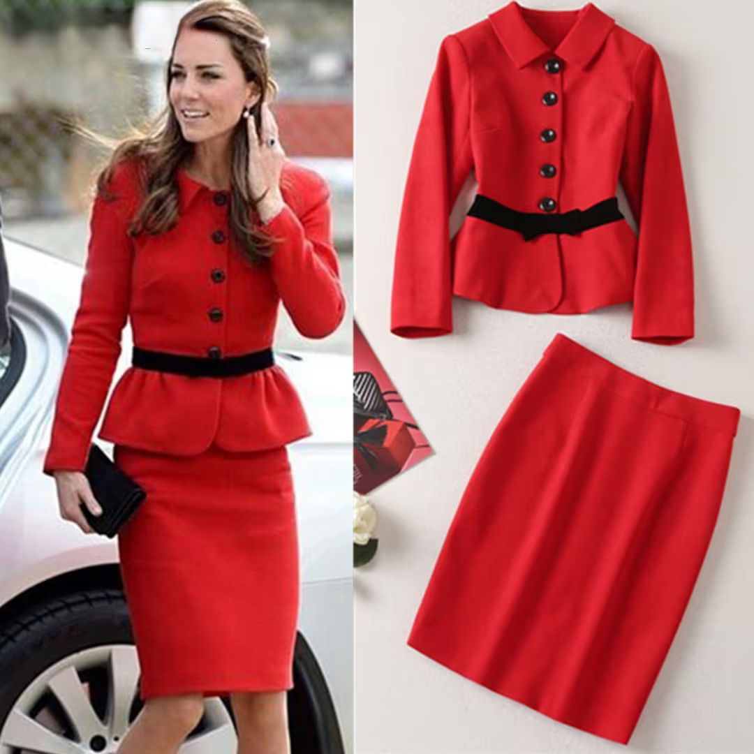 Upgrade Your Spring Style Game: 2 Piece Red Suit Inspired by Kate Middleton style | Etsy (US)