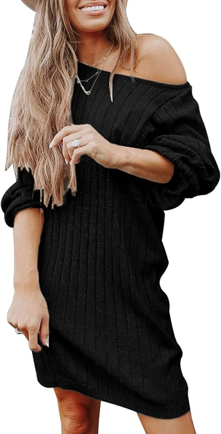 PRETTYGARDEN Women's Pullover Sweater Dresses Casual Long Sleeve Ribbed Knit Crewneck Loose Overs... | Amazon (US)