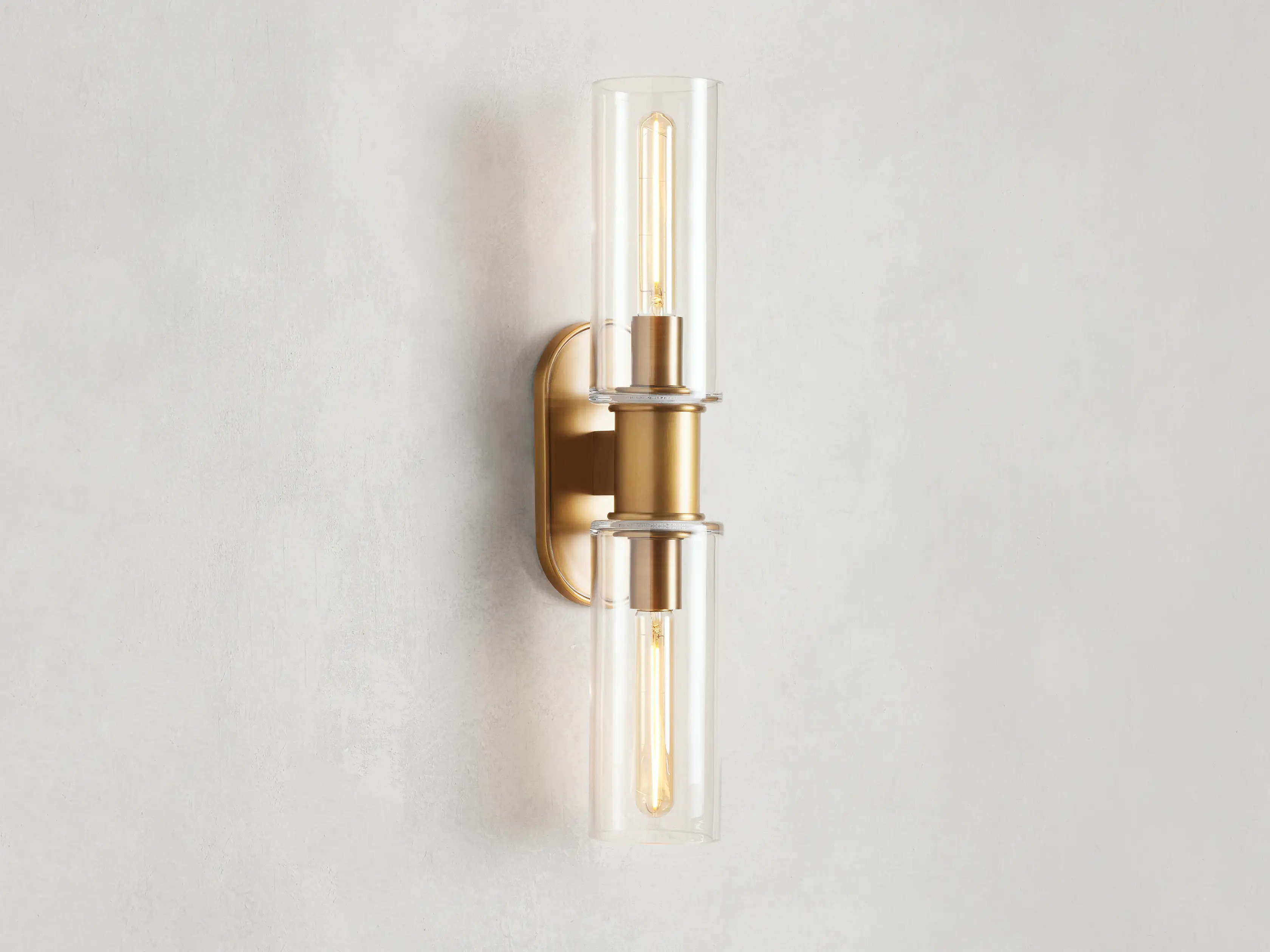 Harlin Double Sconce in Clear Brass | Arhaus