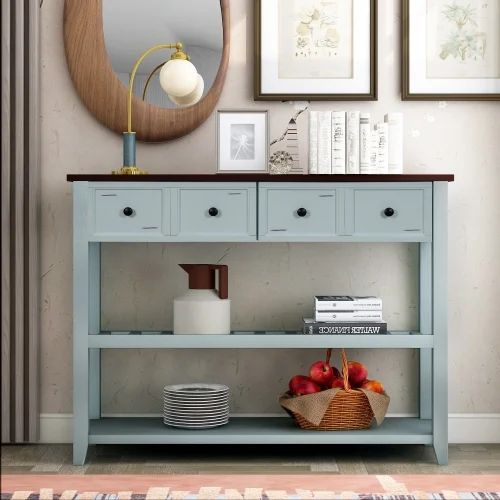 Solid Wood Console Table, Classic Entryway Table With Two Shelfs And Drawers For Home - Walmart.c... | Walmart (US)