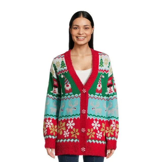 Holiday Time Women's Ugly Christmas Cardigan, Sizes S-3X | Walmart (US)