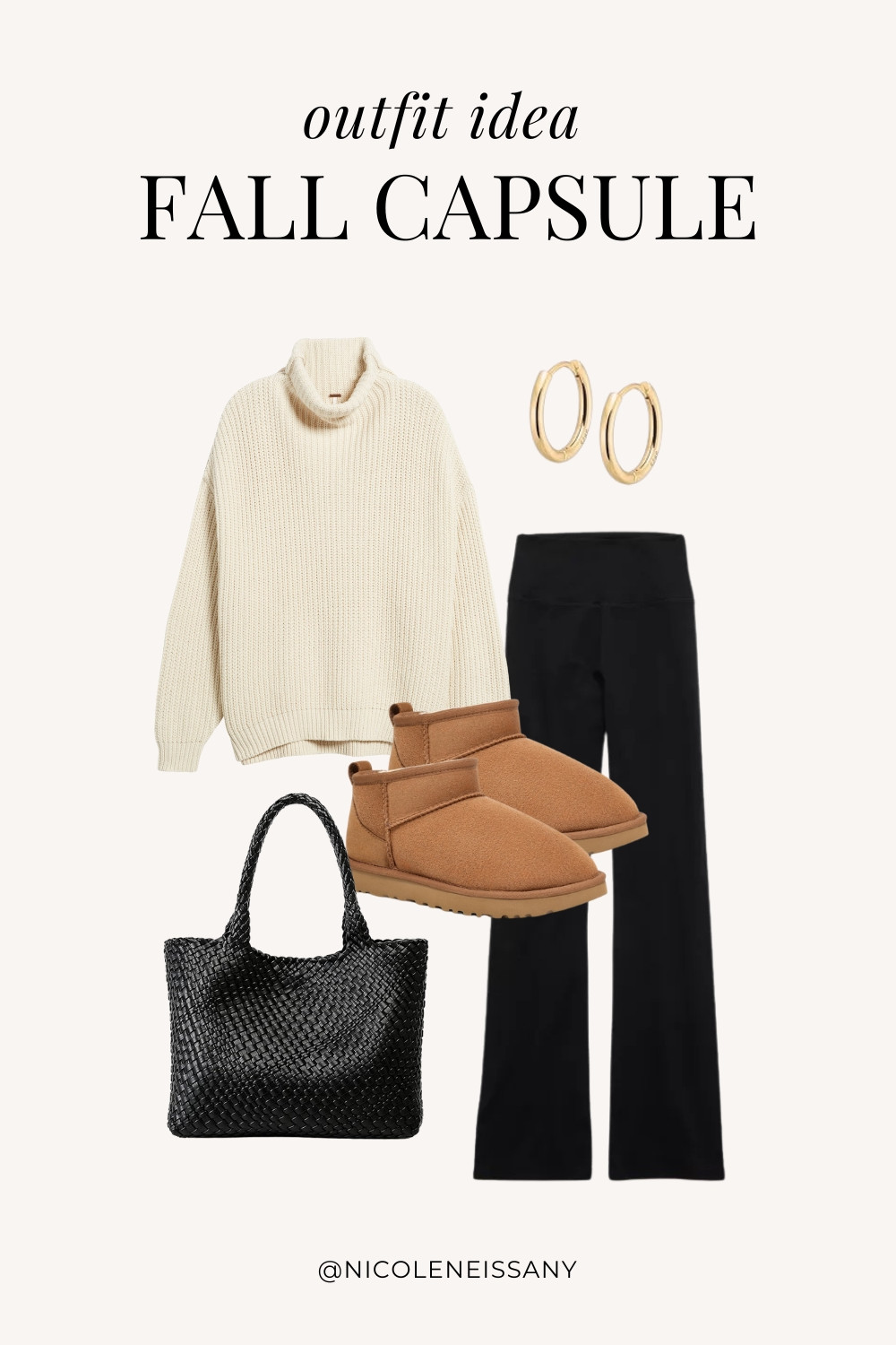Fall Capsule Wardrobe Outfit Idea | fall capsule outfit, fall outfit, fall outfits, fall style, fall fashion, fall 2024 fashion, fall outfits 2024, fall trends 2024, fall outfit inspo, fall outfit inspiration, fall capsule wardrobe essentials, fall wardrobe essentials, fall closet essentials, fall essentials, fall basics, fall must haves, neutral capsule wardrobe, neutral outfit, neutral fashion, casual outfit, casual date night outfit, errands outfit, brunch outfit, everyday outfit, lazy day outfit, Abercrombie, Abercrombie denim, Abercrombie jeans, Amazon Fashion, Revolve, Aerie, Nordstrom // fall sweater, turtleneck sweater, flared leggings, ugg boots, ultra mini ugg boots, ugg boot dupes, gold  hoop earrings, woven tote bag

#LTKShoeCrush #LTKFindsUnder100 #LTKItBag #LTKTravel #LTKSeasonal #LTKStyleTip #LTKSaleAlert #LTKFindsUnder50