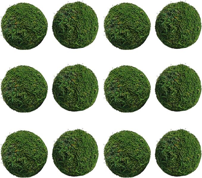 NAHUAA 12PCS Moss Ball, 3.2" Decorative Balls for Centerpiece Bowls, Green Moss Balls Hanging Bal... | Amazon (US)