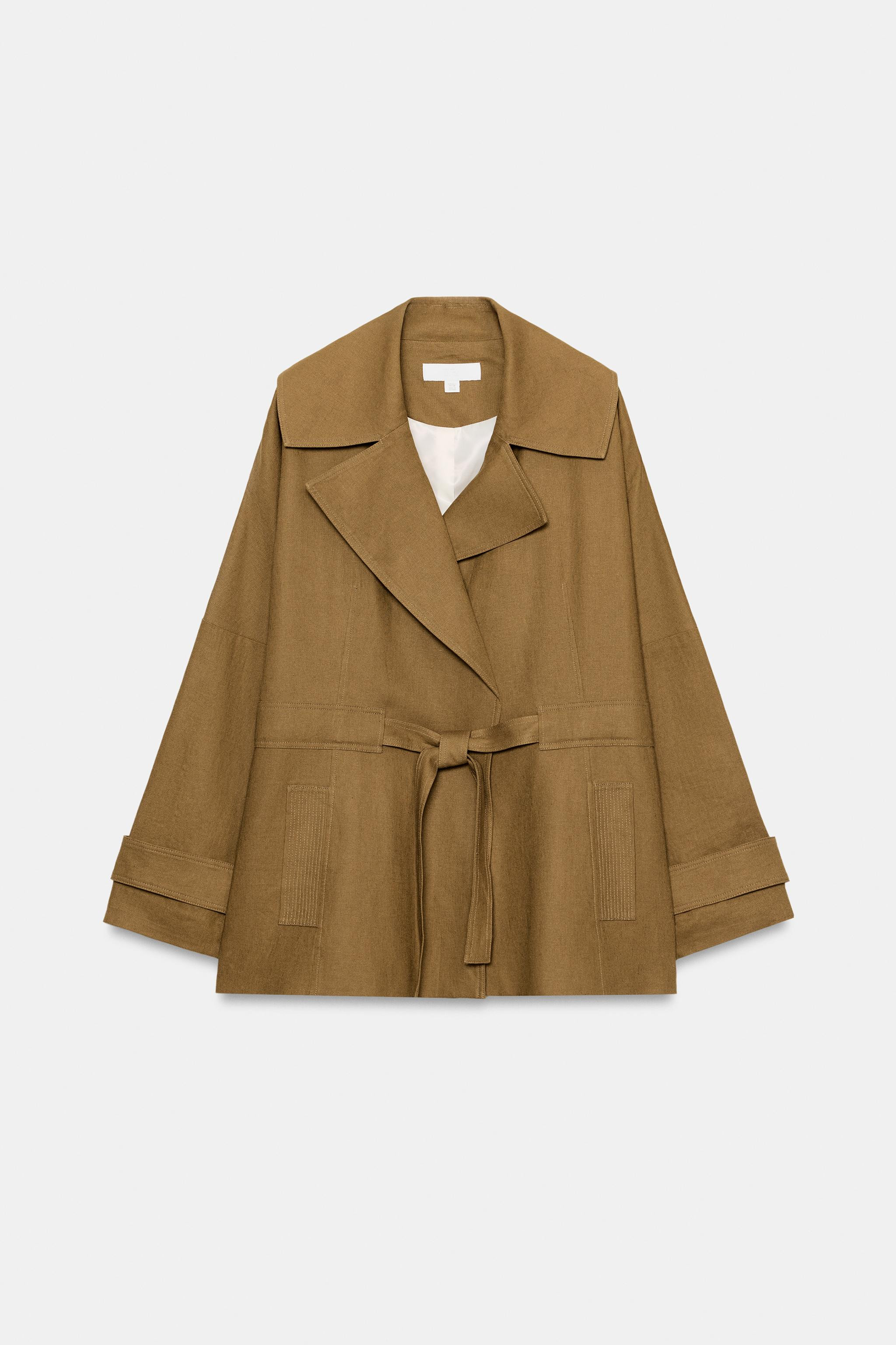 LINEN BLEND BELTED TRENCH JACKET | Zara US