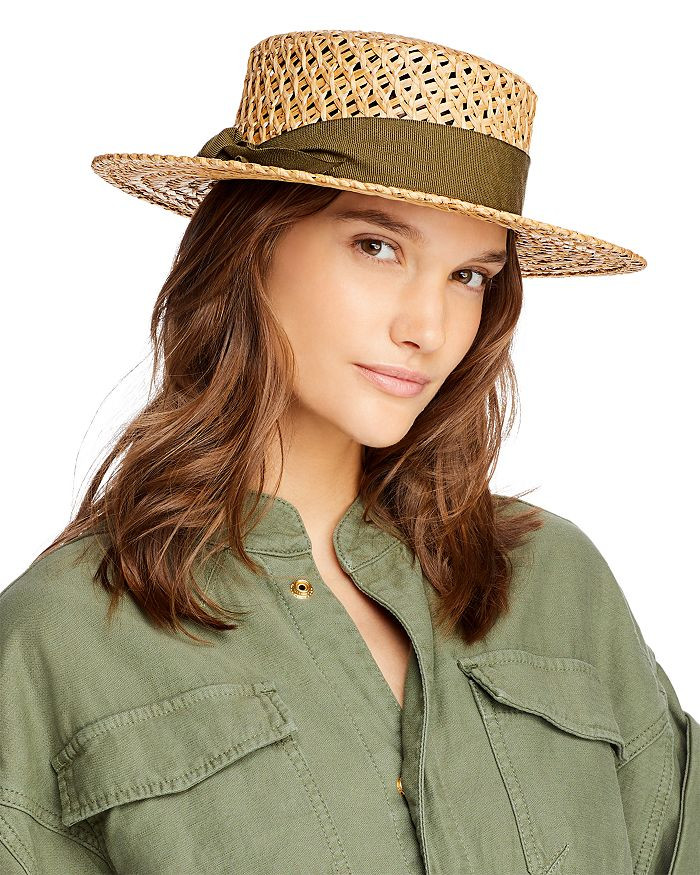 AQUA Open Weave Straw Boater Hat Jewelry & Accessories - Bloomingdale's | Bloomingdale's (US)