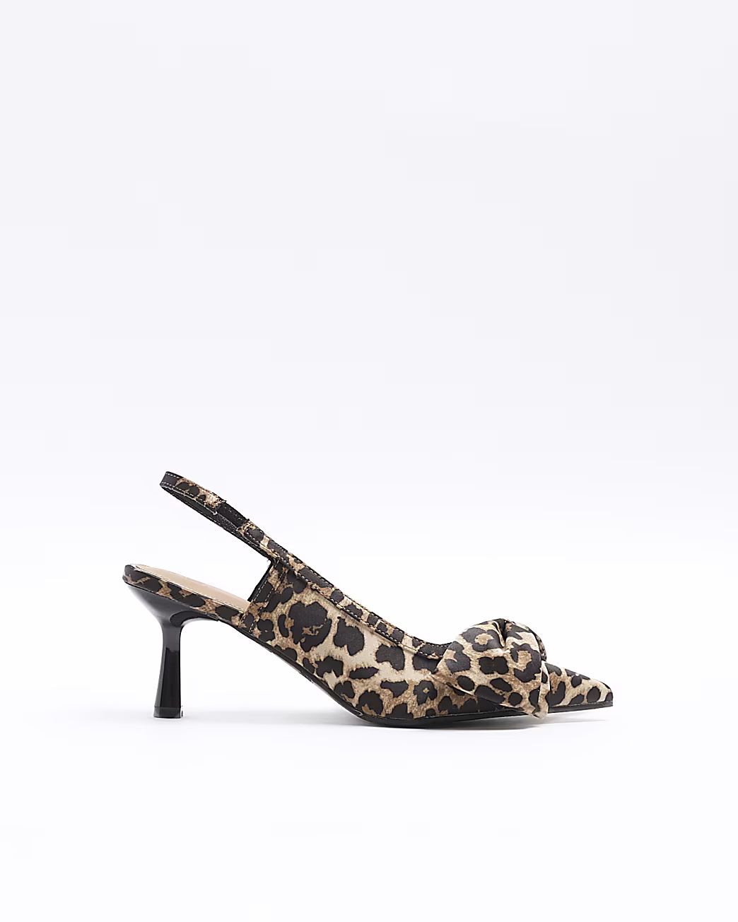 Brown animal print sling back heeled shoes | River Island (UK & IE)