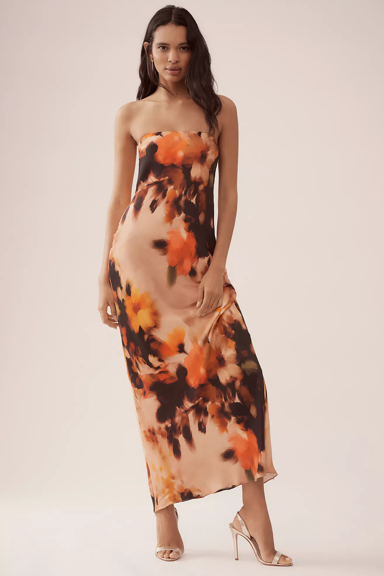 The Fleur Strapless Satin Maxi Slip Dress | Anthropologie (US)