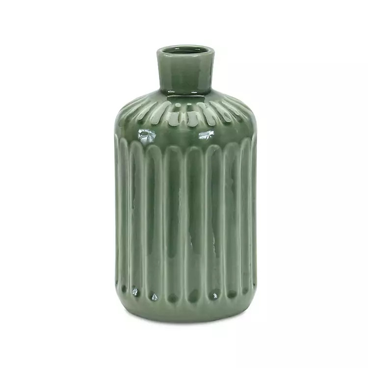 Green Ribbed Terracotta Vase, 9 in. | Kirkland's Home