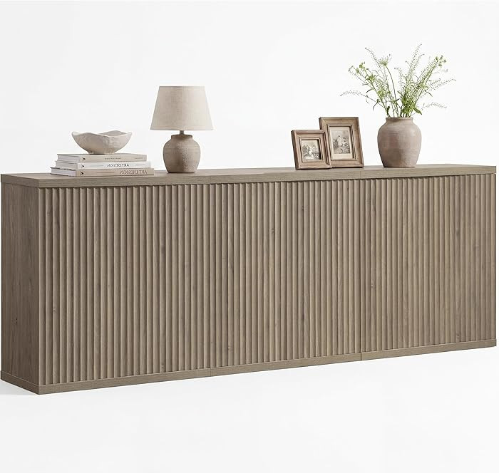 SICOTAS Buffet Cabinet with Storage Accent Sideboard Modern Credenza with Doors & Shelves Fluted Media Console Mid Century Coffee Bar Table for Living Room Kitchen Dining Room Hallway (3PCS) | Amazon (US)