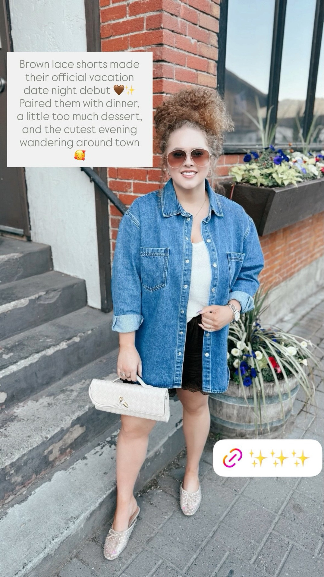 Brown lace shorts made their official vacation date night debut 🤎✨ Paired them with dinner, a little too much dessert, and the cutest evening wandering around town🥰aerie lace shorts | vacation outfit | date night outfit | summer style | boho fashion | neutral outfit | vacation style | lace trim shorts | casual chic | effortless outfit | summer date night | travel outfit | comfy cute outfit | amazon fashion vibes | elevated basics | feminine style | trendy summer outfit | weekend getaway style | soft girl aesthetic | easy vacation look 🤎

#LTKootd #LTKgrwm #LTKdayinmylife