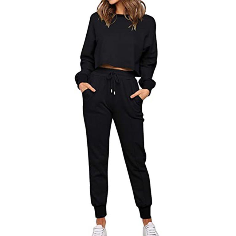 Aiyino Women's Long Sleeve Crop Top And Pants Jogger Set 2 Piece Loungewear Causal Hoodie Sweatsu... | Walmart (US)