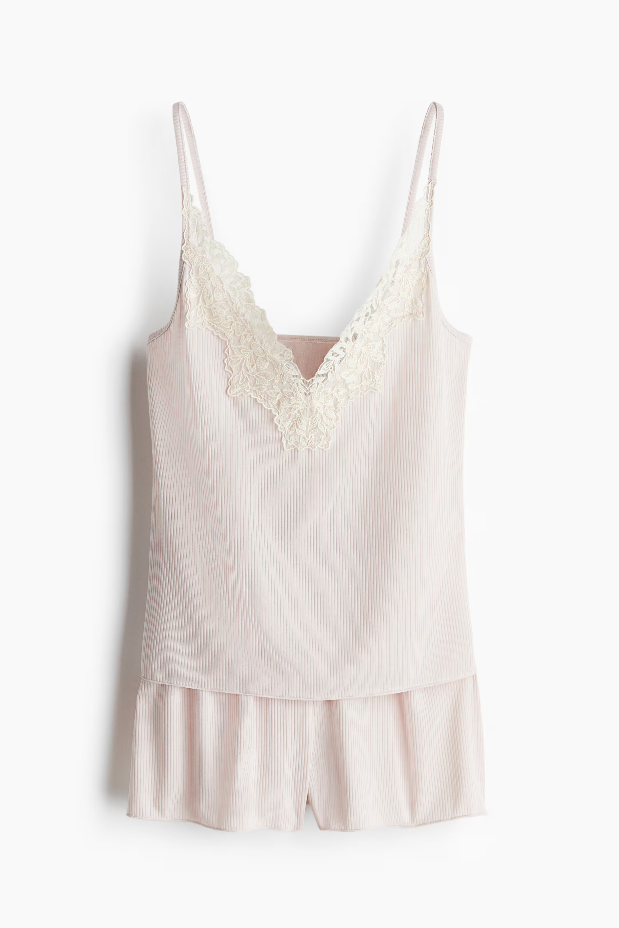 Lace-trimmed ribbed pyjamas | H&M (UK, MY, IN, SG, PH, TW, HK)
