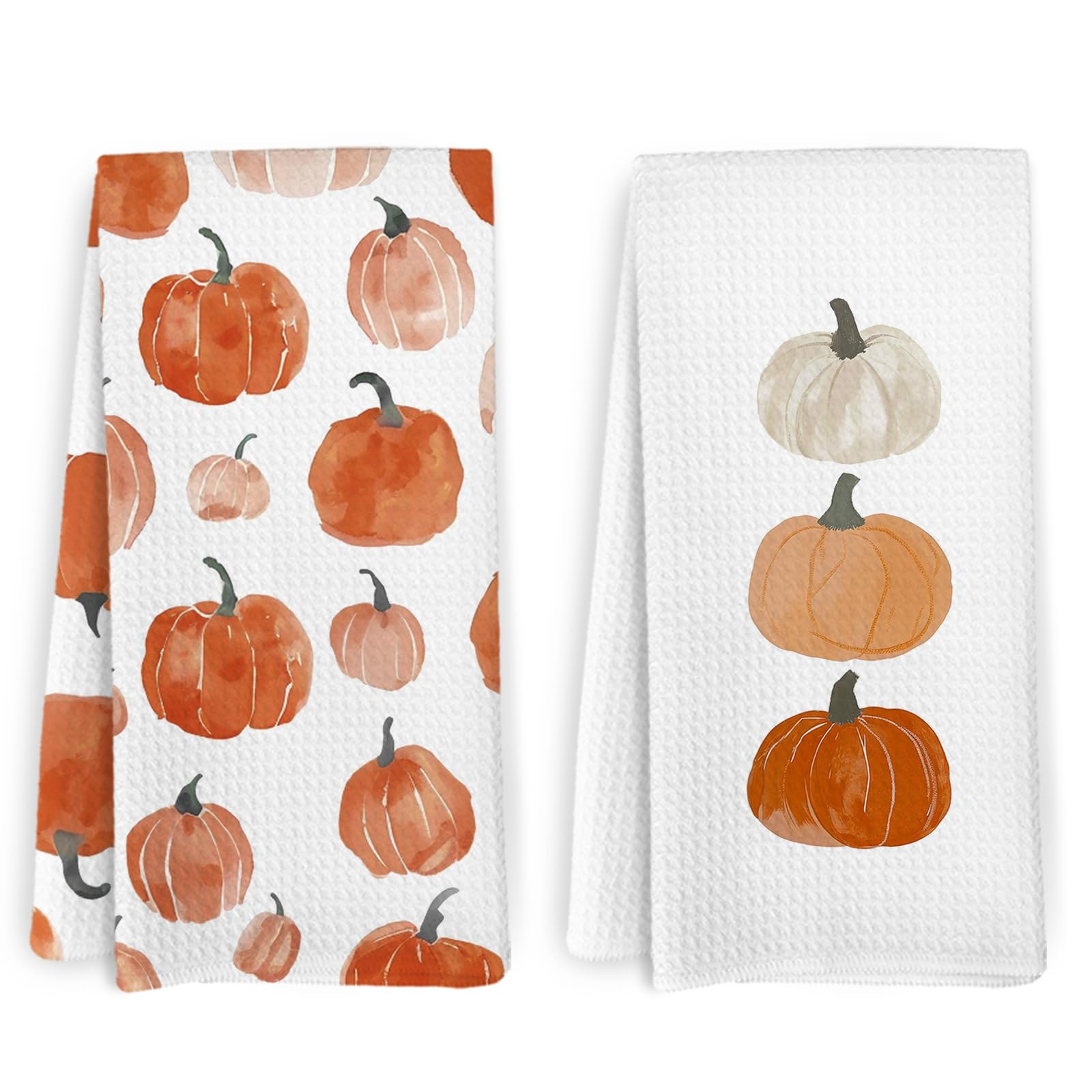 Fall Pumpkin Decor Kitchen Towels and Dishcloths Set of 2, Farmhouse Pumpkins Fall Decorative Han... | Amazon (US)