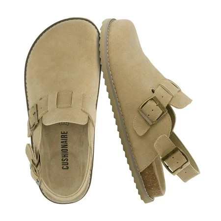 Cushionaire Brooklyn Genuine Suede Clogs for Women - Adjustable Slingback Casual Shoes with Buckle, Memory Foam Cushioning, Wide Widths Available | Walmart (US)
