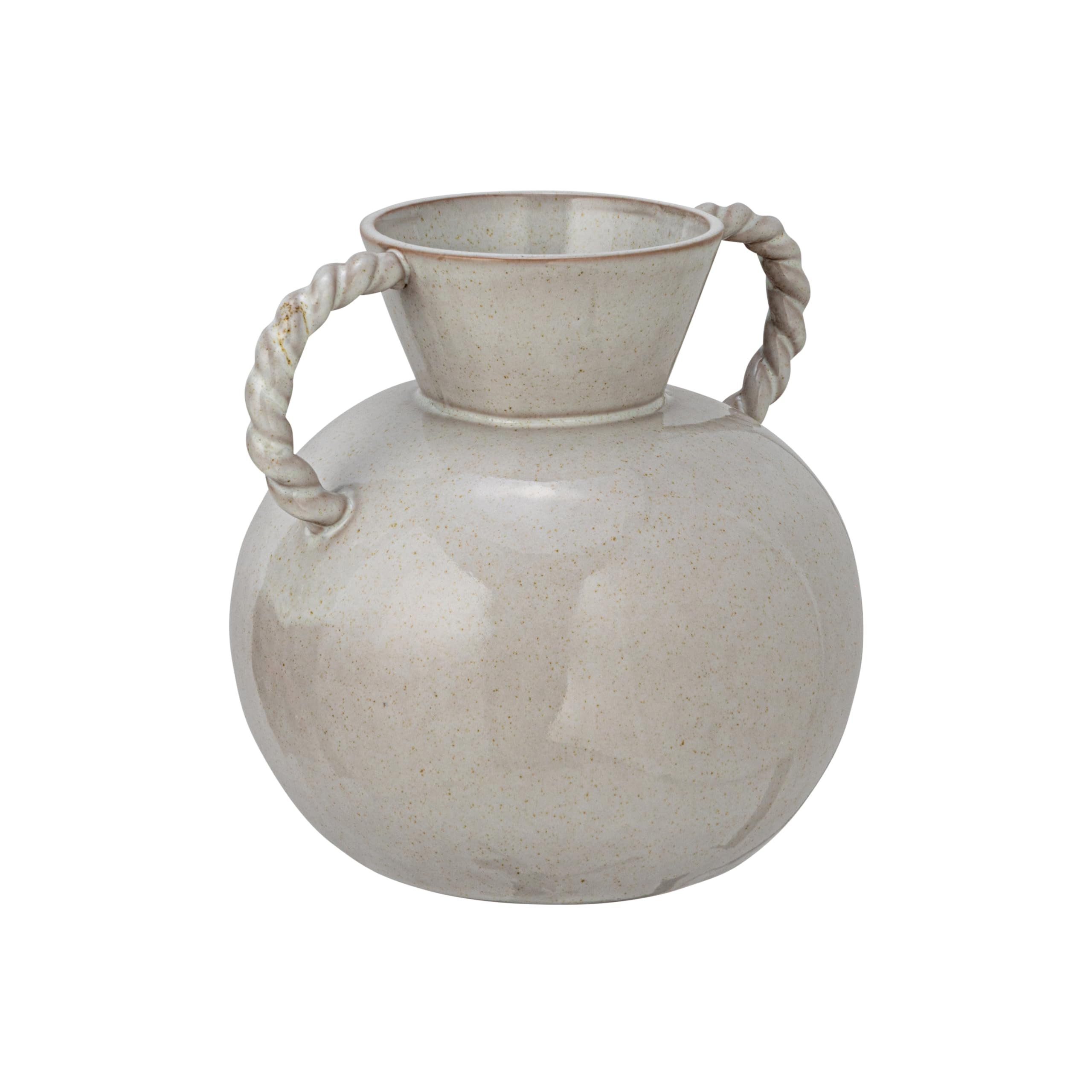 Bloomingville 9.25 Inches Stoneware Vase with Twisted Handles and Reactive Glaze, Cream Color | Amazon (US)