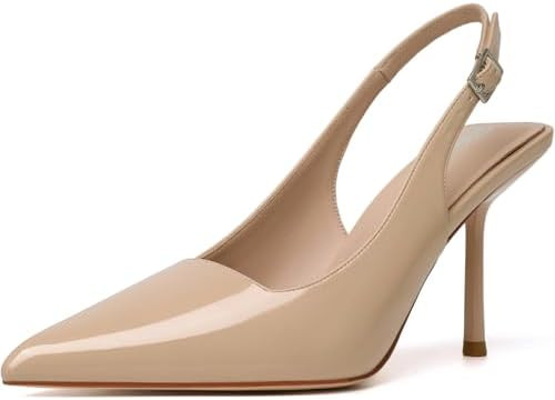 RIBONGZ Sexy Slingback Pumps Elegant Dressy Heels for Women Closed Toe Pointy High Heels Wedding ... | Amazon (US)