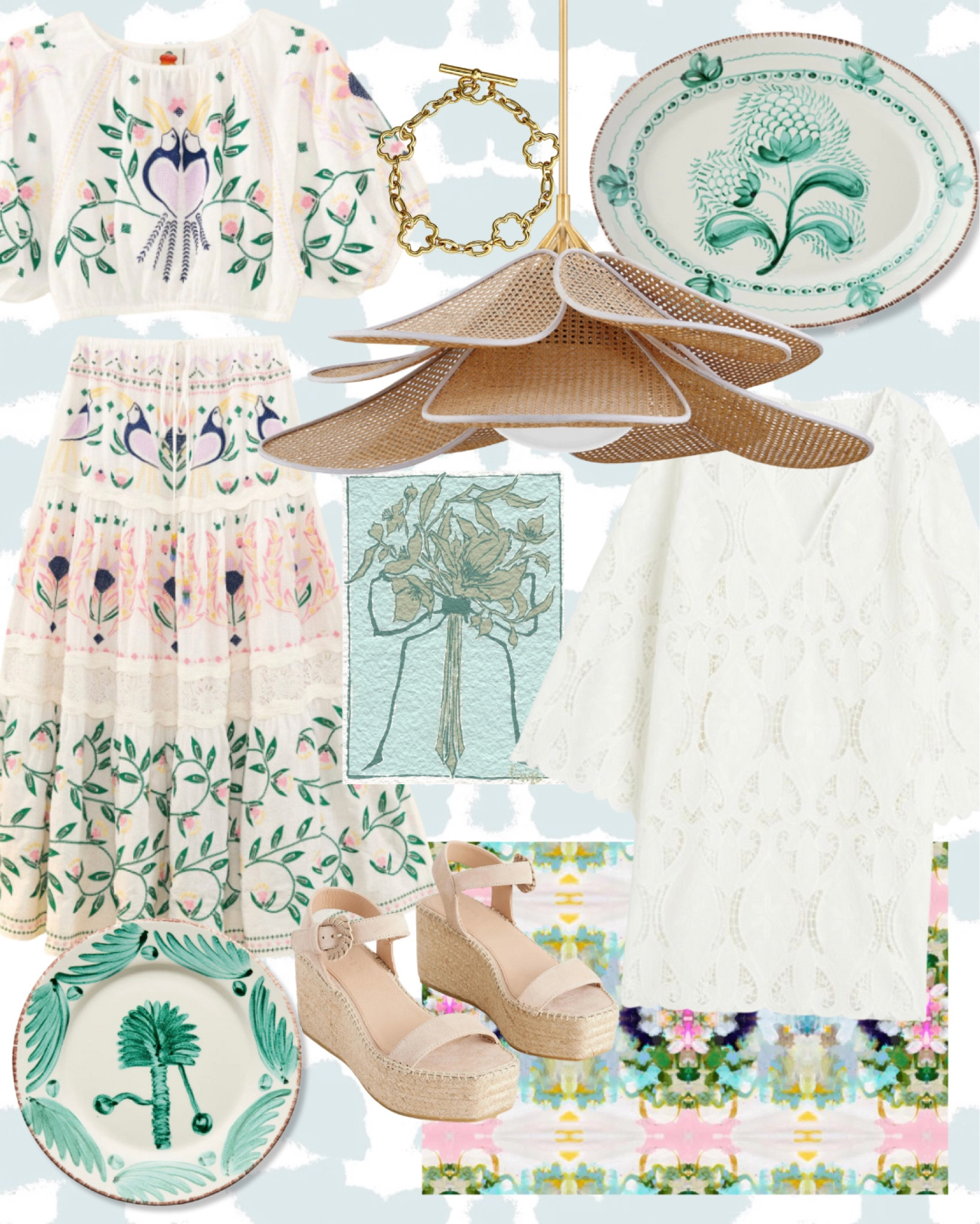 Pretty finds on my mind!
Matching set; rattan pendant; platform espadrille; tablescape; tabletop; eyelet dress; charm bracelet; ikat rug; abstract rug; grandmillennial style

#LTKFind #LTKhome #LTKshoecrush