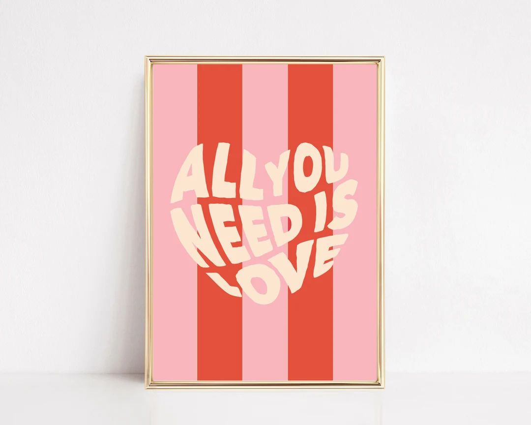 All You Need is Love Print Valentines Printable Trendy - Etsy | Etsy (US)