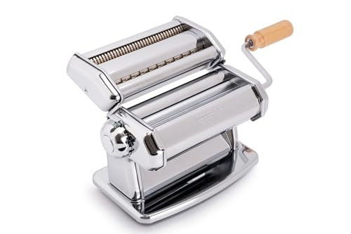Imperia Pasta Maker Machine- 100% Made in Italy, Heavy Duty Steel Construction, Easy Lock Dial, Wood Grip Handle & Cleaning Brush- Fresh Homemade Italian Spaghetti Fettuccine or Lasagna (Classic Line) | Amazon (US)