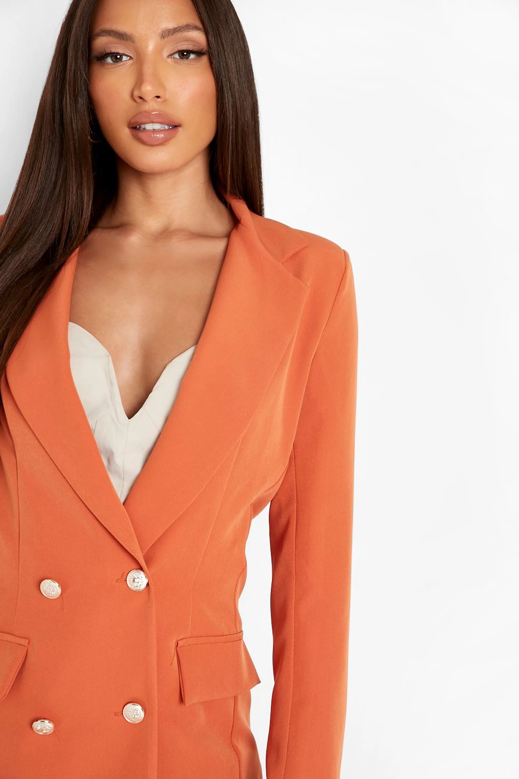 Tall Double Breasted Boxy Military Blazer | Boohoo.com (UK & IE)