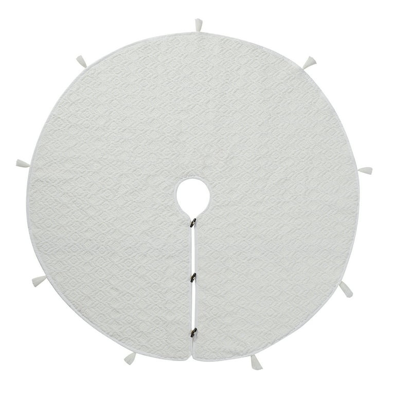 My Texas House Maxwell Ivory Diamond Tassel Christmas Tree Skirt, 52" | Walmart (US)