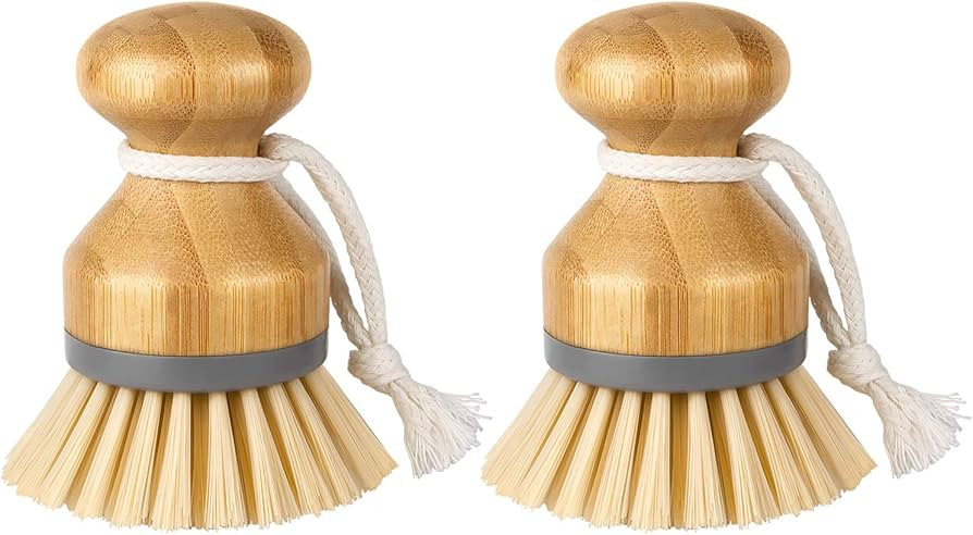 MR.SIGA Bamboo Palm Brush, Scrub Brush for Dishes Pots Pans Kitchen Sink Cleaning, Pack of 2 | Amazon (US)