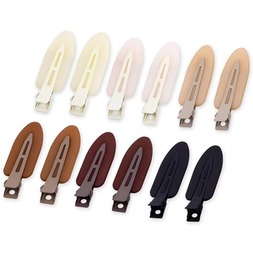 Cptots No Crease Creaseless No Bend Hair Clips For Styling Non Slip Flat Clips For Makeup Hair Accessories For Women,Black Brown Beige,12 PCS | Amazon (US)