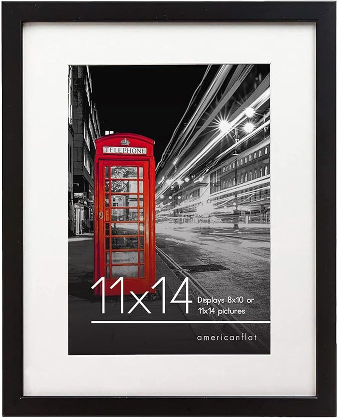 Americanflat 11x14 Black Picture Frame - Displays 8x10 With Mat or 11x14 Without Mat - Composite ... | Amazon (US)