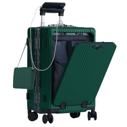 NOBL Travel Carry On Luggage, Noble Zipperless Aluminum Frame PC Hard Shell Suitcase, 20.8x15x8.7 Airline Approved, 360° Spinner Wheels, TSA Locks, USB Charging Port, Cup & Phone Holder - Forest Green | Amazon (US)