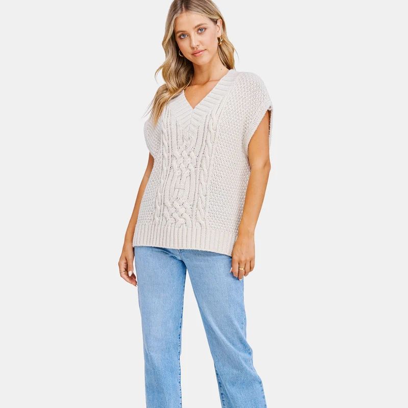 En Saison Alisa Knit Vest - White - L | Verishop