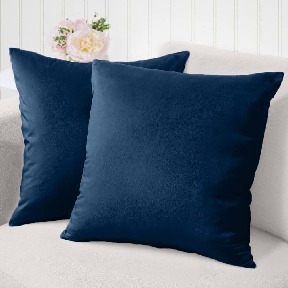 The Connecticut Home Company Velvet Throw Pillow Covers, 24x24 Set of 2, Soft Decorative Square P... | Amazon (US)
