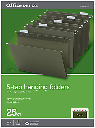 Office Depot Brand Hanging Folders 15 Cut Letter Size 100percent Recycled Green Pack Of 25 - Offi... | Office Depot and OfficeMax 