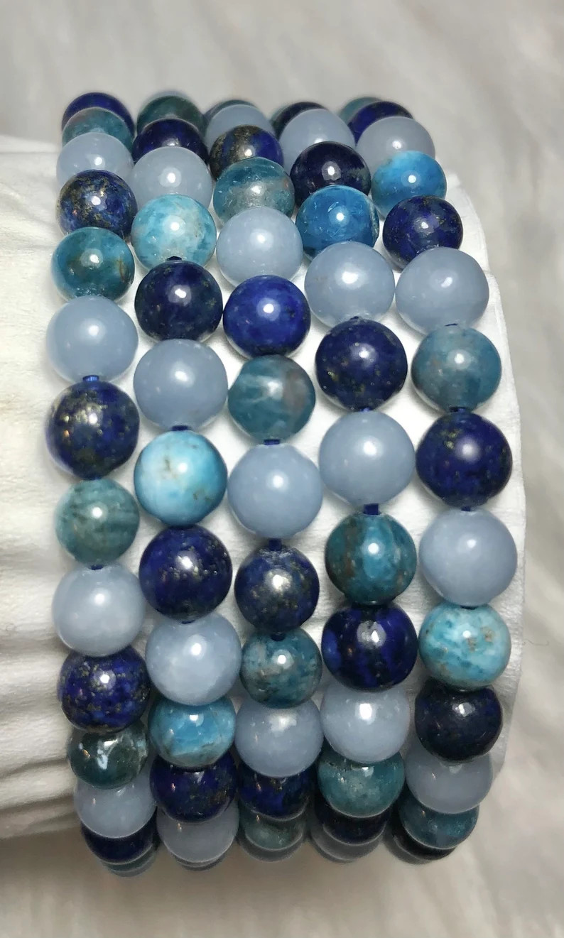 1 Lapis Lazuli Angelite & Blue Apatite healing Bracelet | Etsy | Etsy (US)