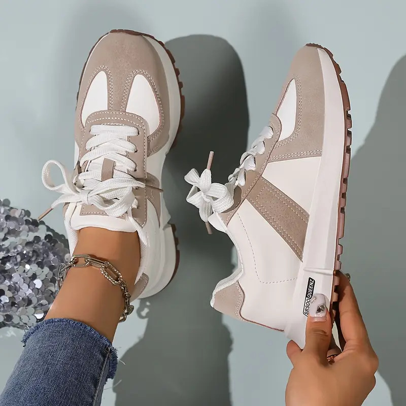 Women's Contrast Color Platform Sneakers Casual Lace Up - Temu | Temu Affiliate Program