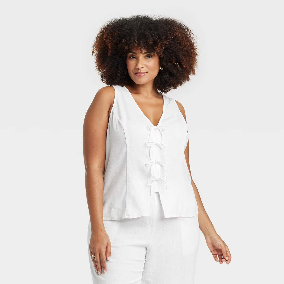 Women's Linen Tie V-Neck Blouse - A New Day™ | Target