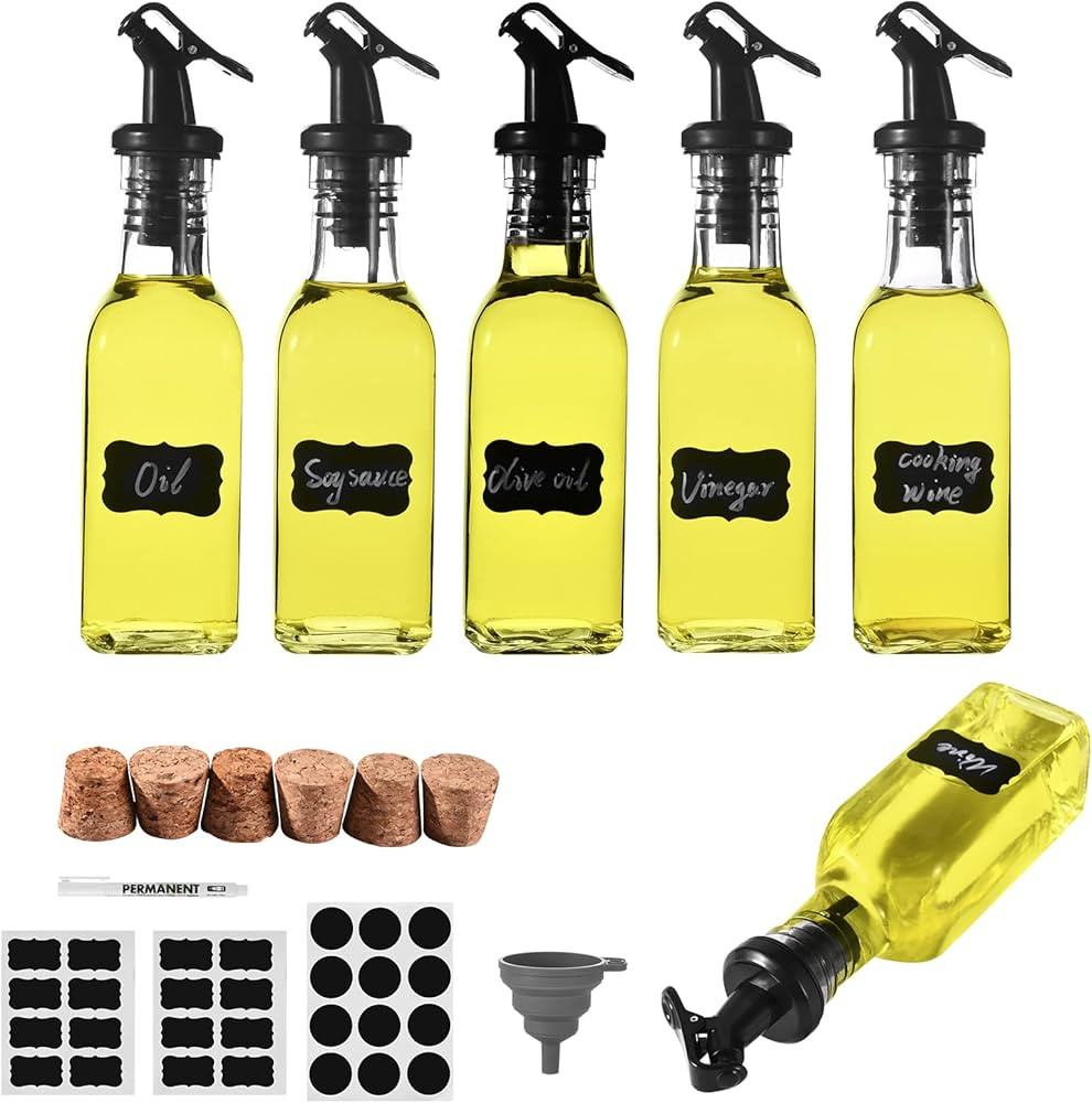 ROSNONG Bealior Oil Bottle 6x160ml Oil Dispenser Thickened Glass Olive Oil Bottle, Anti-Drip Oil ... | Amazon (UK)