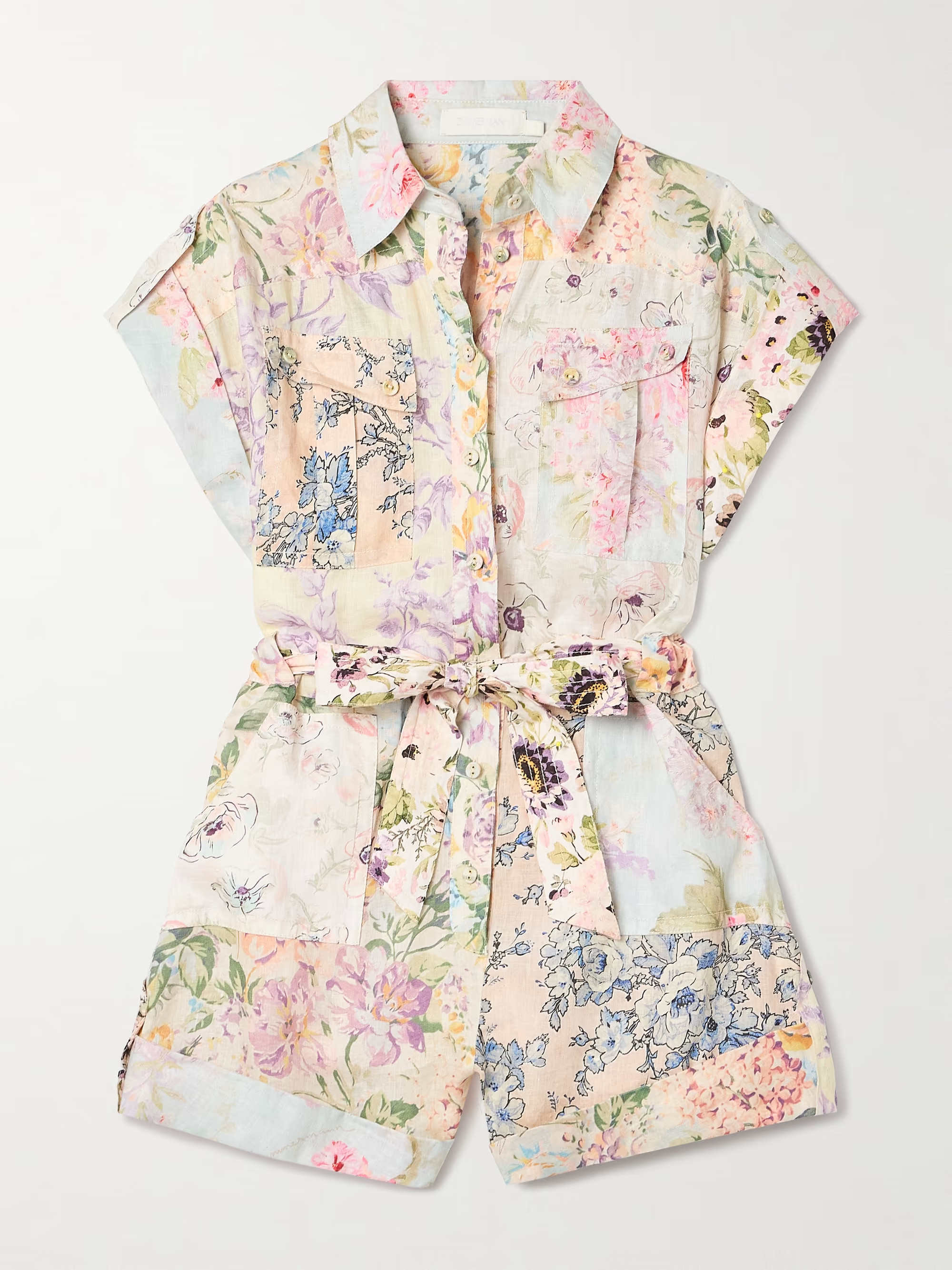 Halliday belted floral-print linen playsuit | NET-A-PORTER (US)