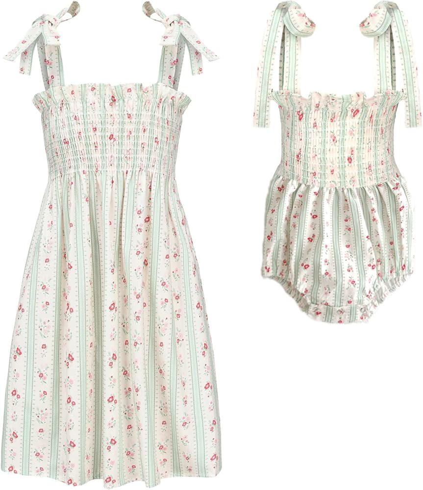 Colorful Childhood Baby Girls Summer Dress Toddler Strap Smocked Floral Boho Beach Dress Rompers ... | Amazon (US)