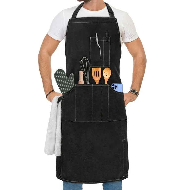 OPUX Chef Apron for Men, Kitchen Apron with Pockets for Women, Large Unisex Canvas Apron for Cook... | Walmart (US)
