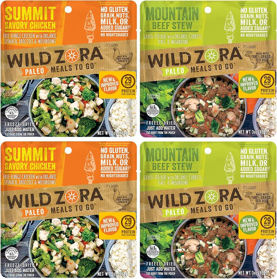 Wild Zora Paleo Freeze Dried Meals for Backpacking & Camping - Healthy Gluten Free & Grain Free C... | Amazon (US)