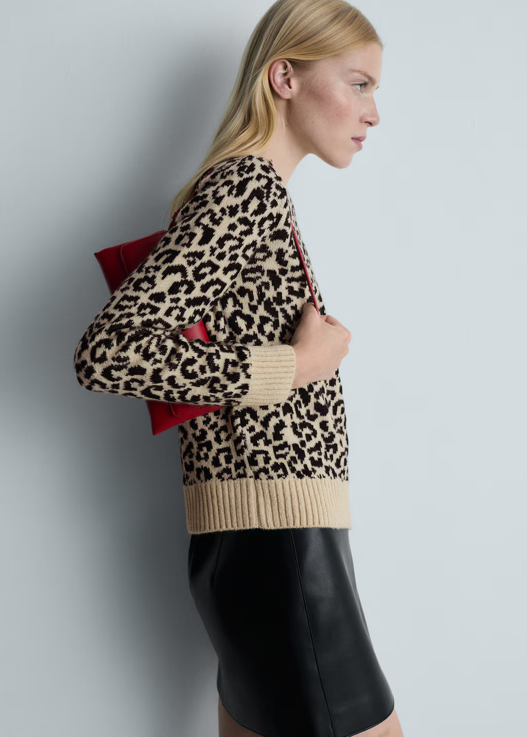 Leopard-print sweater with contrasting trims - Women | MANGO USA | Mango (US/MX/AU)