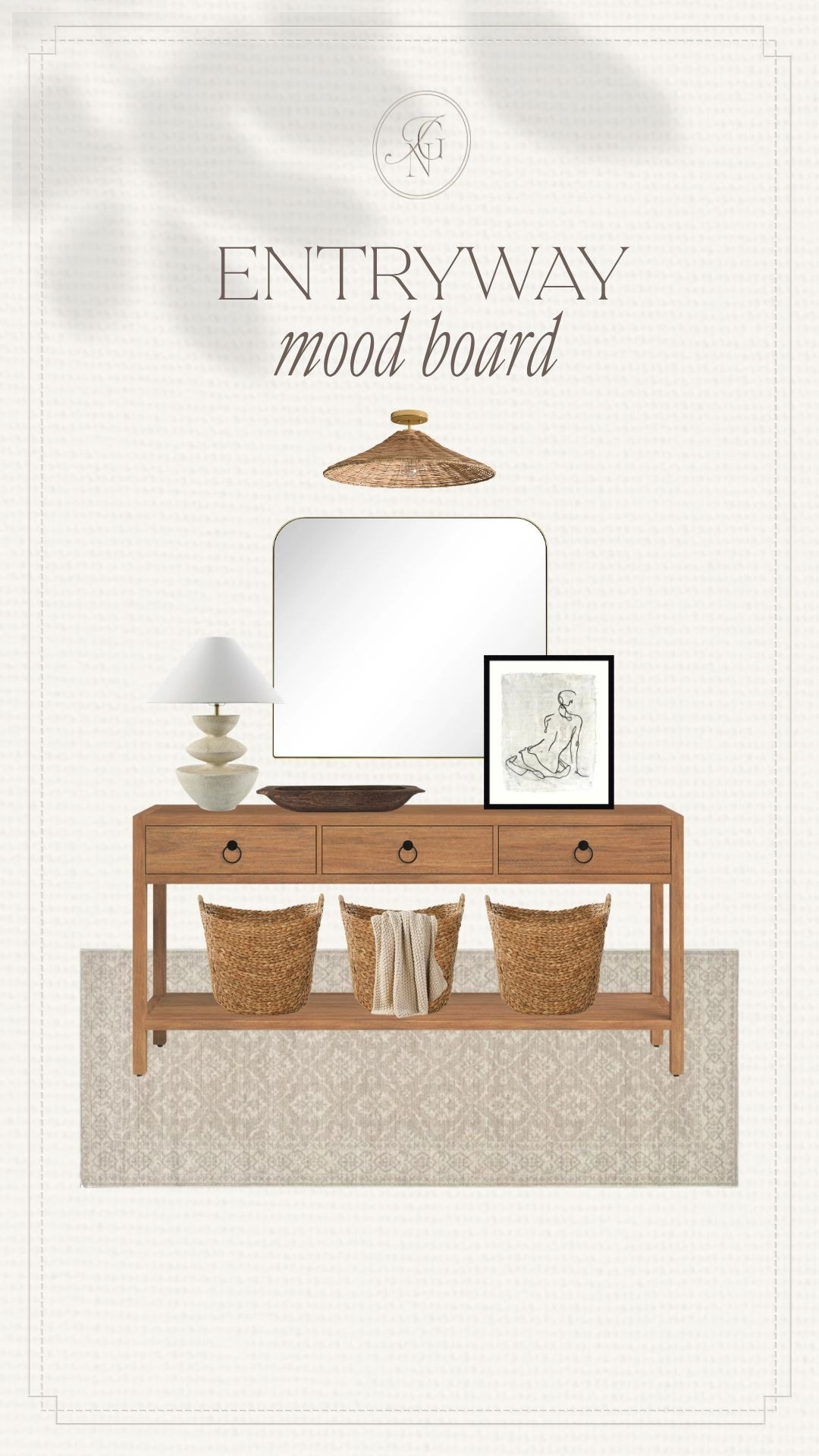 Entryway inspo 🤎 Love this warm wood console styled with woven baskets, a soft neutral rug, mirror, art and textured lighting for a cozy collected entry.

#wayfairfinds #jossandmain #entrywaydecor #entrywayideas #homedecor #neutralhome #consoletable #cozyhome

#LTKHome