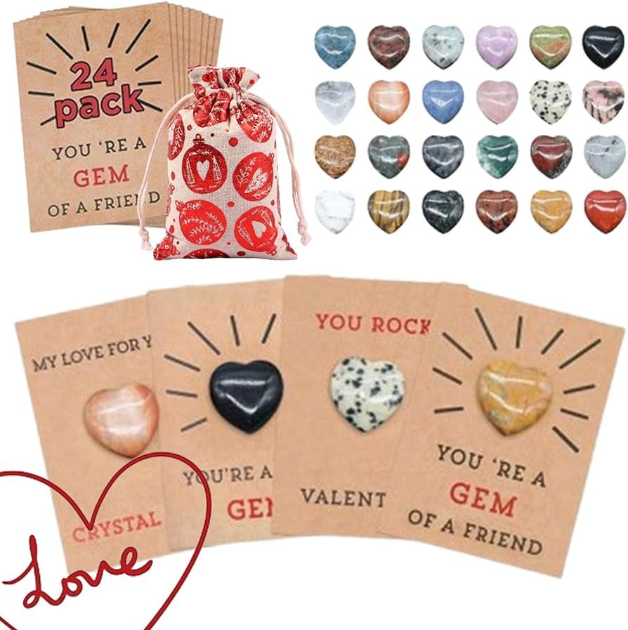 You're a Gem of a Friend, You Rock Valentines Card, 12/36 Pack Valentines Heart Shaped Crystals, ... | Amazon (US)