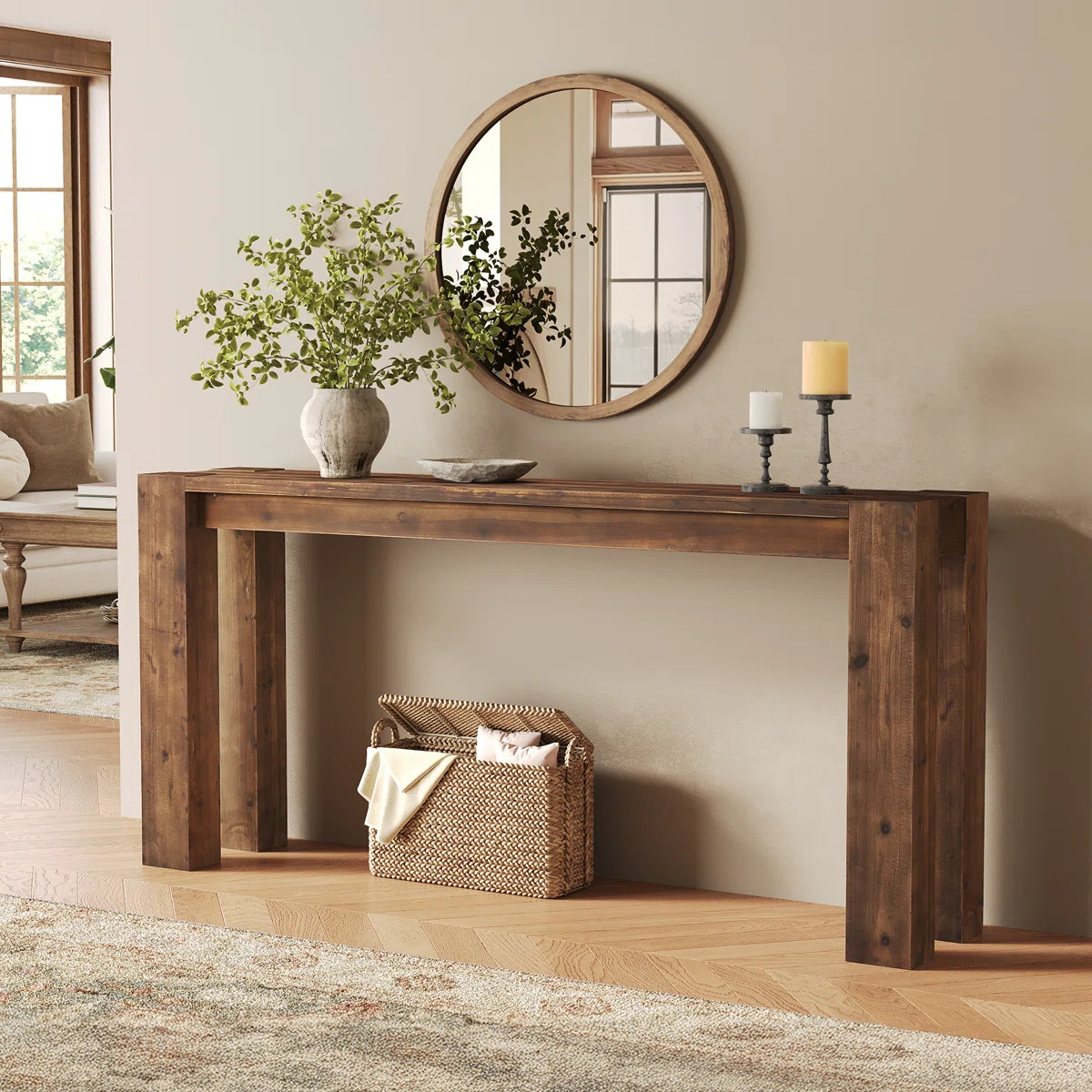 70.9 inch Brown Solid Wood Console Table for Entryway | Wayfair North America